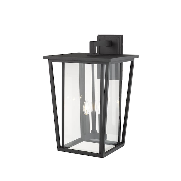 Seoul 3 Light Outdoor Wall Sconce, Black & Clear